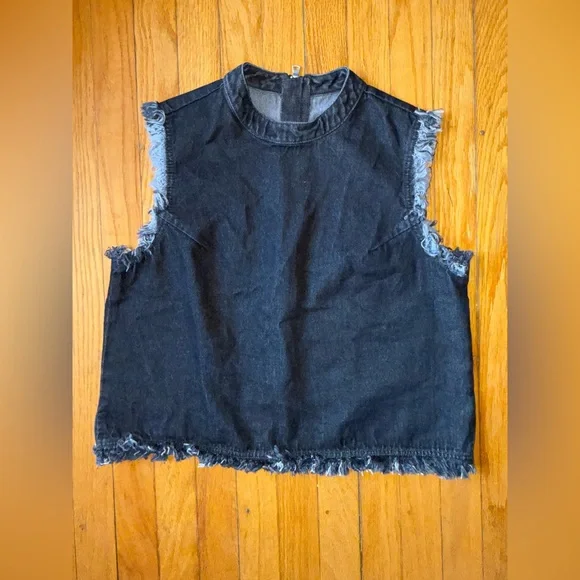 Black denim vest shirt GAP size M - Picture 8 of 8